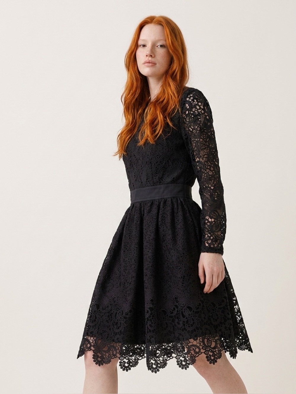 Banana Republic Black Lace Skirt  Fit-and-Flare Dress